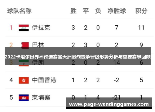 2022卡塔尔世界杯预选赛各大洲激烈竞争晋级形势分析与重要赛事回顾