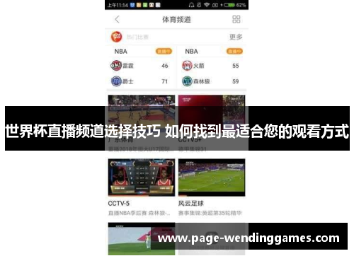 世界杯直播频道选择技巧 如何找到最适合您的观看方式