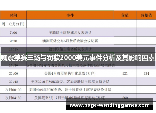 魏震禁赛三场与罚款2000美元事件分析及其影响因素