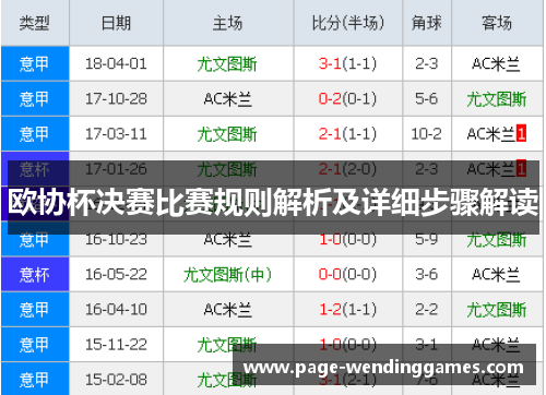 欧协杯决赛比赛规则解析及详细步骤解读