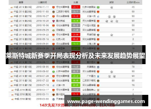 莱斯特城新赛季开局表现分析及未来发展趋势展望