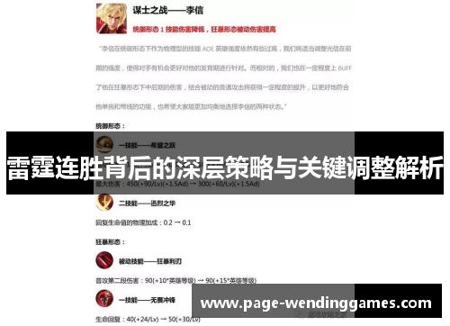 雷霆连胜背后的深层策略与关键调整解析